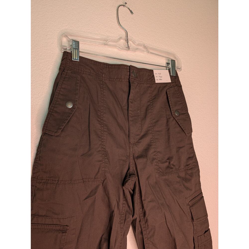 Abercrombie & Fitch NWT Women High-Rise Baggy Gray Cargo Utility Pants XXS Short - Picture 3 of 8